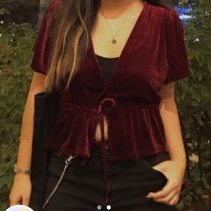 Urban outfitters Burgundy velvet tie top!